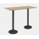 Table etroite ECO DOUBLE 140x60cm, plateau  H74cm stratifié, doubles pieds tubes elliptiques en acier socle rond 